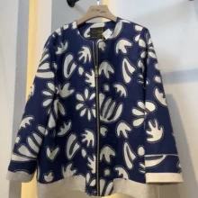 کت لینن لیزر کات مدل روت کد ۷۳۶ رنگ سورمه‌ای