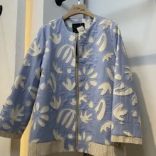 کت لینن لیزر کات مدل روت کد ۷۳۶ رنگ آبی