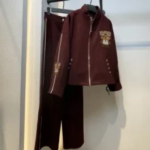 ست بامبر و شلوار مدل لکسا کد 860 رنگ زرشکی