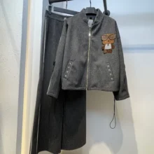 ست بامبر و شلوار مدل لکسا کد 860 رنگ ذغالی