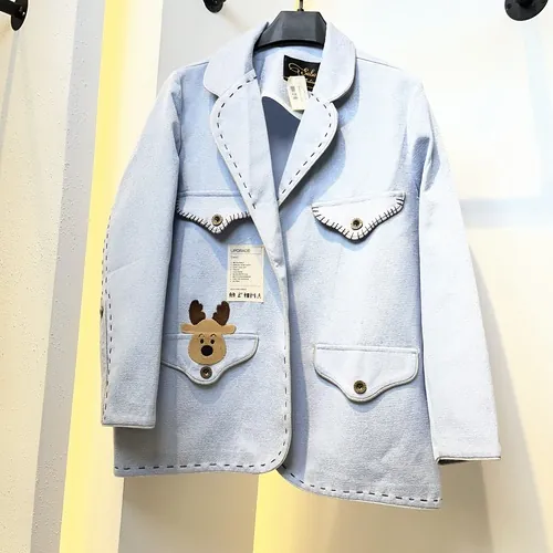 کت کتان لمه فانتزی مدل ایلا کد 678 رنگ آبی آسمانی